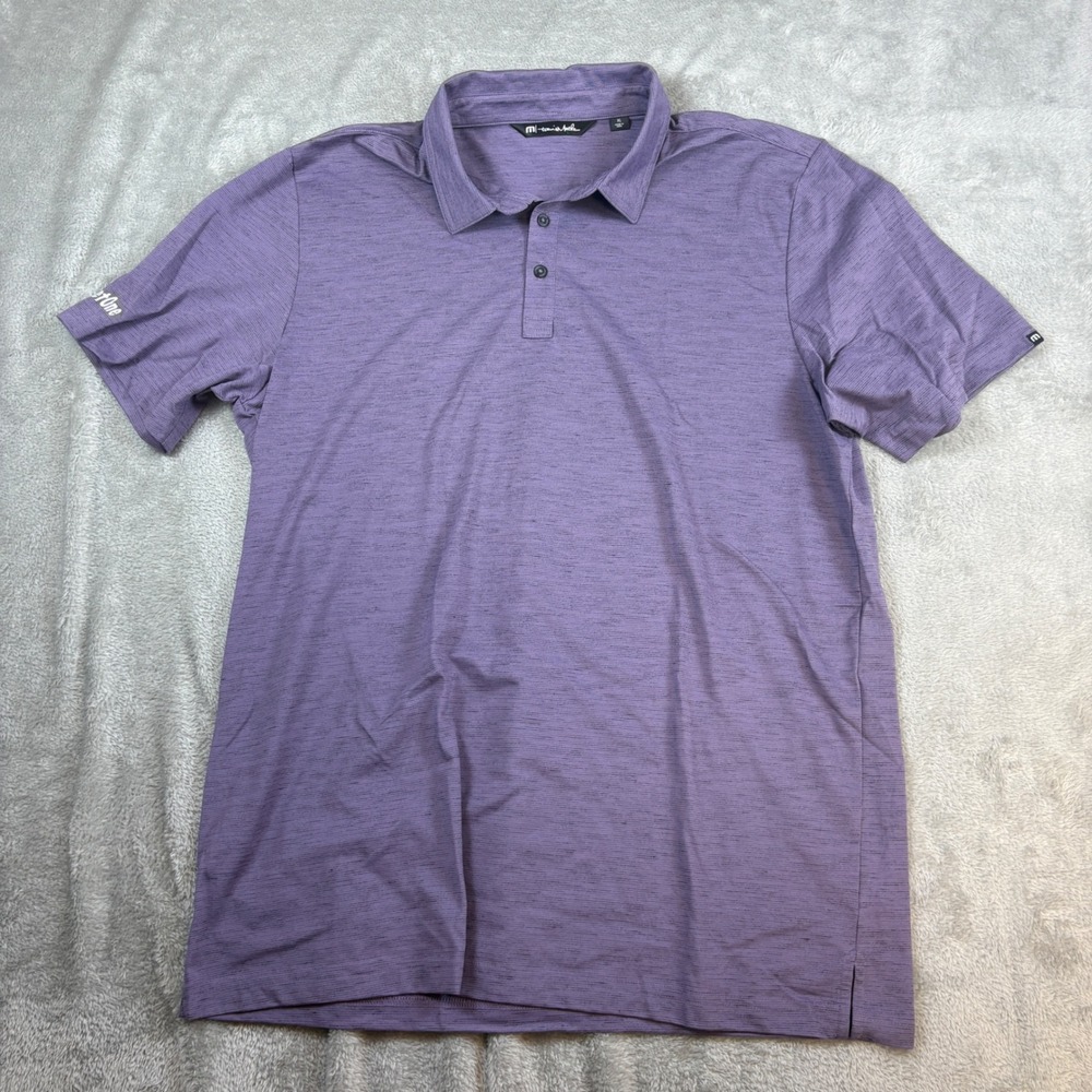 TravisMathew Polo Shirt‎ Mens XL Heathered Performance Golf Purple Stretch